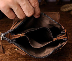 Mens Leather Small COURIER BAG Side Bag Waist Bag Holster Belt Case Belt Pouch for Men - imessengerbags