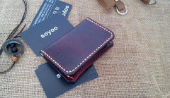 Leather Mens Slim Front Pocket Bifold Small Wallets Card Wallet for Men - imessengerbags