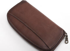 Vintage Leather Long Wallets for Men Zipper Long Wallet - imessengerbags