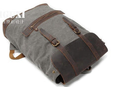 Cool Canvas Leather Mens School Backpack Laptop Backpack Canvas Travel Backpack Canvas for Men - imessengerbags