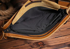 Vintage Small Leather Mens Messenger Bag Clutch Wristlet Shoulder Bag for Men