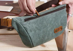 Gray Cool Canvas Mens Sling Bag Chest Bag One Shoulder Packs for men