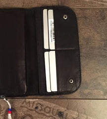 Genuine Leather Mens Cool billfold Long Leather Wallet Men Small Wallets Bifold for Men - imessengerbags