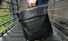 Cool Black Mens Leather Backpack Travel Backpacks Laptop Backpack for men - imessengerbags
