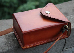 Handmade Leather Mens Box Bag Small Shoulder Bag Messenger Bag for Men