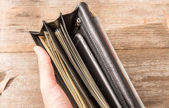 Cool Black Braided Leather Mens Long Wallet Long Wallet for Men - imessengerbags