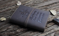 Handmade Leather Mens Cool Short Wallet Passport Card Holder Small Card Slim Wallets for Men - imessengerbags