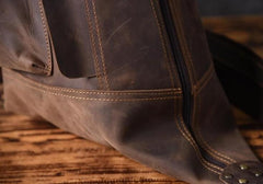 Genuine Leather Mens Cool Chest Bag Sling Bag Crossbody Bag Travel Bag Hiking Bag for men