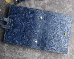 Handmade Leather Floral Mens Cool Short Wallet Card Holder Small Card Slim Wallets for Men