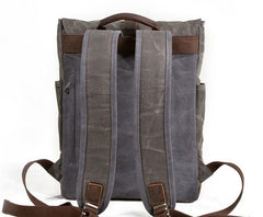 Waxed Canvas Leather Mens Backpack Canvas Travel Backpacks Canvas School Backpack for Men - imessengerbags