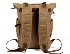 Waxed Canvas Leather Mens Backpack Canvas Travel Backpack Canvas School Backpack for Men