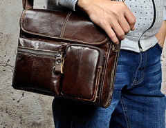 Cool Vintage Leather Mens Small Side Bag Messenger Bag Shoulder Bag for Men