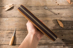 Cool Leather Mens Braided Long Zipper Clutch Wallet Long Wallet for Men - imessengerbags