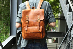 Cool Leather Mens Backpacks Travel Backpack Vintage Laptop Backpack for men