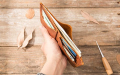 Handmade Leather Mens Small Wallets Bifold Vintage Slim billfold Wallet for Men - imessengerbags
