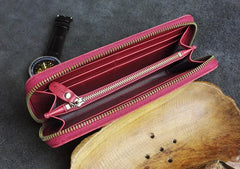 Handmade Leather Mens Cool Zipper Phone Travel Long Wallet Card Holder Card Slim Clutch Wallets for Men - imessengerbags