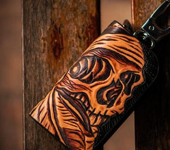 Handmade Leather Biker Mens Cool Car Key Wallet Coin Wallet Pouch Car KeyChain for Men - imessengerbags