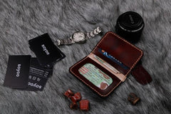 Leather Mens Slim Front Pocket Bifold Small Wallets Card Wallet for Men - imessengerbags