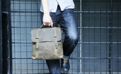 Vintage Mens Leather Briefcase Handbag Shoulder Bag Backpack for men
