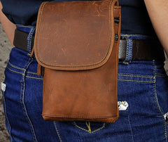 Mens Leather Small Belt Pouch Side Bag Waist Pouch Holster Belt Cases for Men