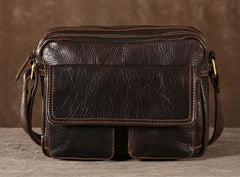 Handmade Leather Mens Cool Shoulder Bag Messenger Bag Chest Bag Bike Bag Cycling Bag for men - imessengerbags