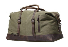 Mens Waxed Canvas Leather Weekender Bag Canvas Overnight bag Travel Bag for Men