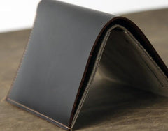 Black Leather Mens Small Wallet Bifold Wallet for Men - imessengerbags