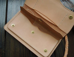Handmade Leather Biker Wallet Tooled Floral Mens Cool Chain Wallet Trucker Wallet with Chain