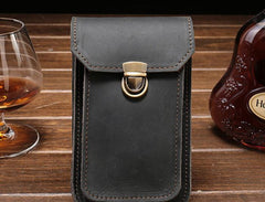 Leather Mens Cigarette Case with Belt Loop Cell Phone Holster Belt Pouch for Men