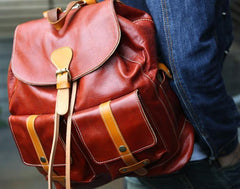 Cool Handmade Leather Mens Backpack Travel Backpacks Laptop Backpack for men - imessengerbags