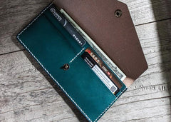 Handmade Leather Long Wallets for men Envelope Bifold Men Long Wallet