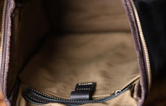Genuine Leather Mens Cool Backpack Sling Bag Large Black Travel Bag Hiking Bag for men