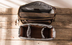 Coffee Vintage Leather Mens Camera Messenger Bag Crossbody Camera Bags for Men - imessengerbags