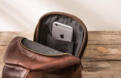 Coffee Leather Mens Sling Bag Sling Shoulder Bags Sling Backpacks for men - imessengerbags