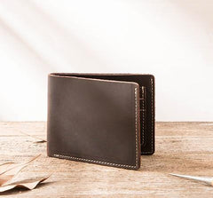 Vintage Leather Mens Small Wallets Bifold Slim Front Pocket Wallet for Men - imessengerbags