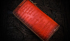 Handmade Leather Tibetan Mens Chain Biker Wallet Cool Leather Wallet Long Clutch Wallets for Men - imessengerbags
