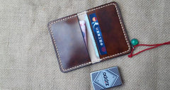 Mens Leather Slim Front Pocket Bifold Small Wallets Card Wallet for Men - imessengerbags