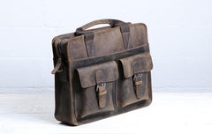 Vintage Coffee Leather Mens Briefcases Work Bag Laptop Bag Business Bag for Men - imessengerbags