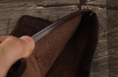 Handmade Genuine Leather Mens Cool Slim Leather Wallet Men Small Wallets Bifold for Men - imessengerbags