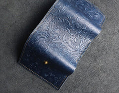Handmade Leather Floral Mens Trifold Cool billfold Wallet Card Holder Small Card Slim Wallets for Men - imessengerbags