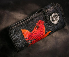 Handmade Leather Carp Mens Chain Biker Wallet Cool Leather Wallet With Chain Wallets for Men - imessengerbags