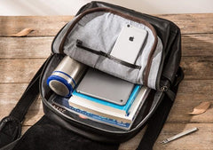 Black Cool Mens Leather Backpacks Travel Backpacks Laptop Backpack for men
