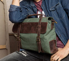 Mens Canvas Leather Cool Side Bag Messenger Bag Canvas Handbag for Men