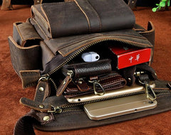 Biker Mens Leather Drop Leg Bag Waist Bag Side Bag Belt Pouch Pack for Men - imessengerbags