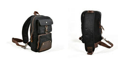Cool Waxed Canvas Leather Mens Chest Bag Sling Bag One Shoulder Packs for men