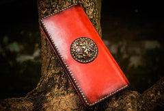 Handmade Leather Men Tooled Cool Leather Wallet Long Phone Wallets for Men - imessengerbags