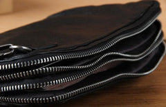 Handmade Genuine Leather Mens Cool Long Leather Wallet Zipper Clutch Wristlet Wallet for Men - imessengerbags