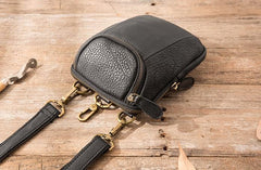 Black Leather Belt Pouch Mens Waist Bag Shoulder Bag for Men