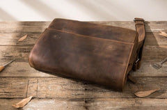 Cool Leather Coffee  Mens Messenger Bags Vintage Shoulder Bags  for Men