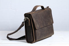 Vintage Coffee Leather Mens Briefcases Work Bag Laptop Bag Business Bag for Men - imessengerbags